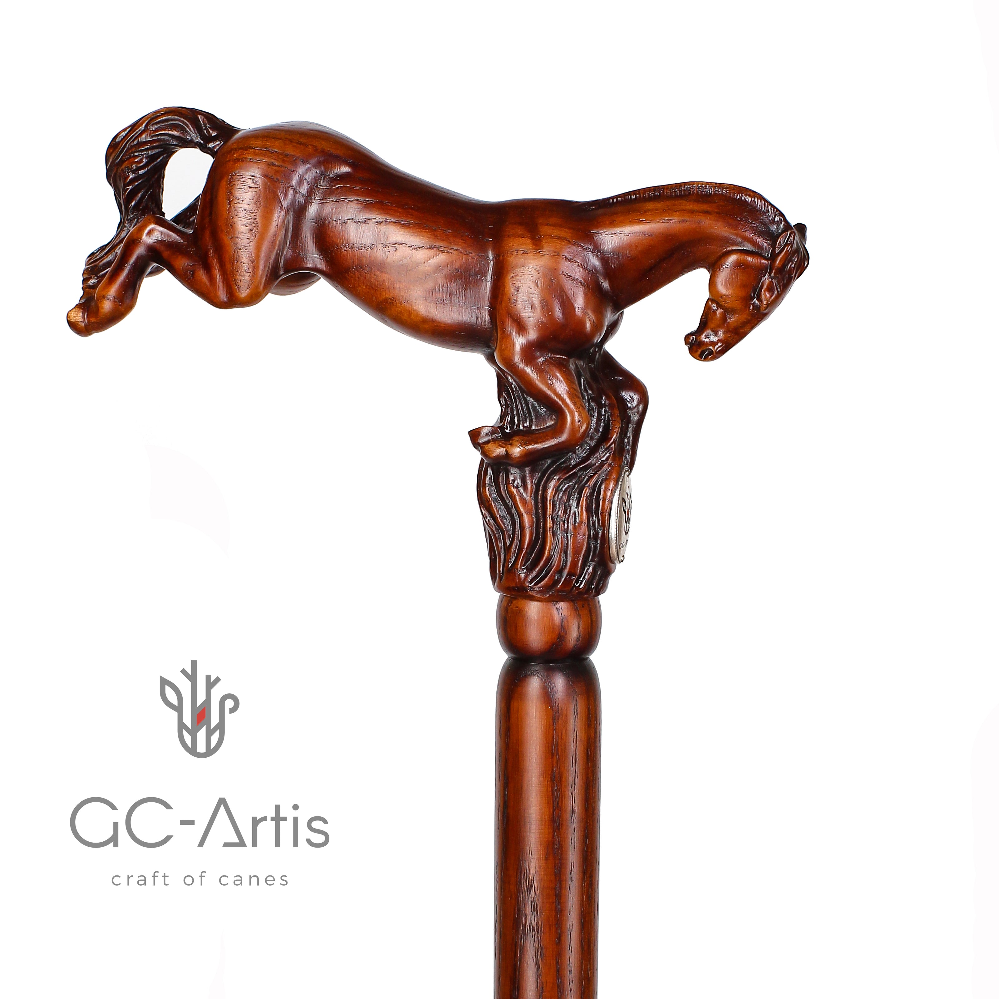 Wooden Cane Walking Stick Horse Springt - GC-Artis Walking Sticks Canes
