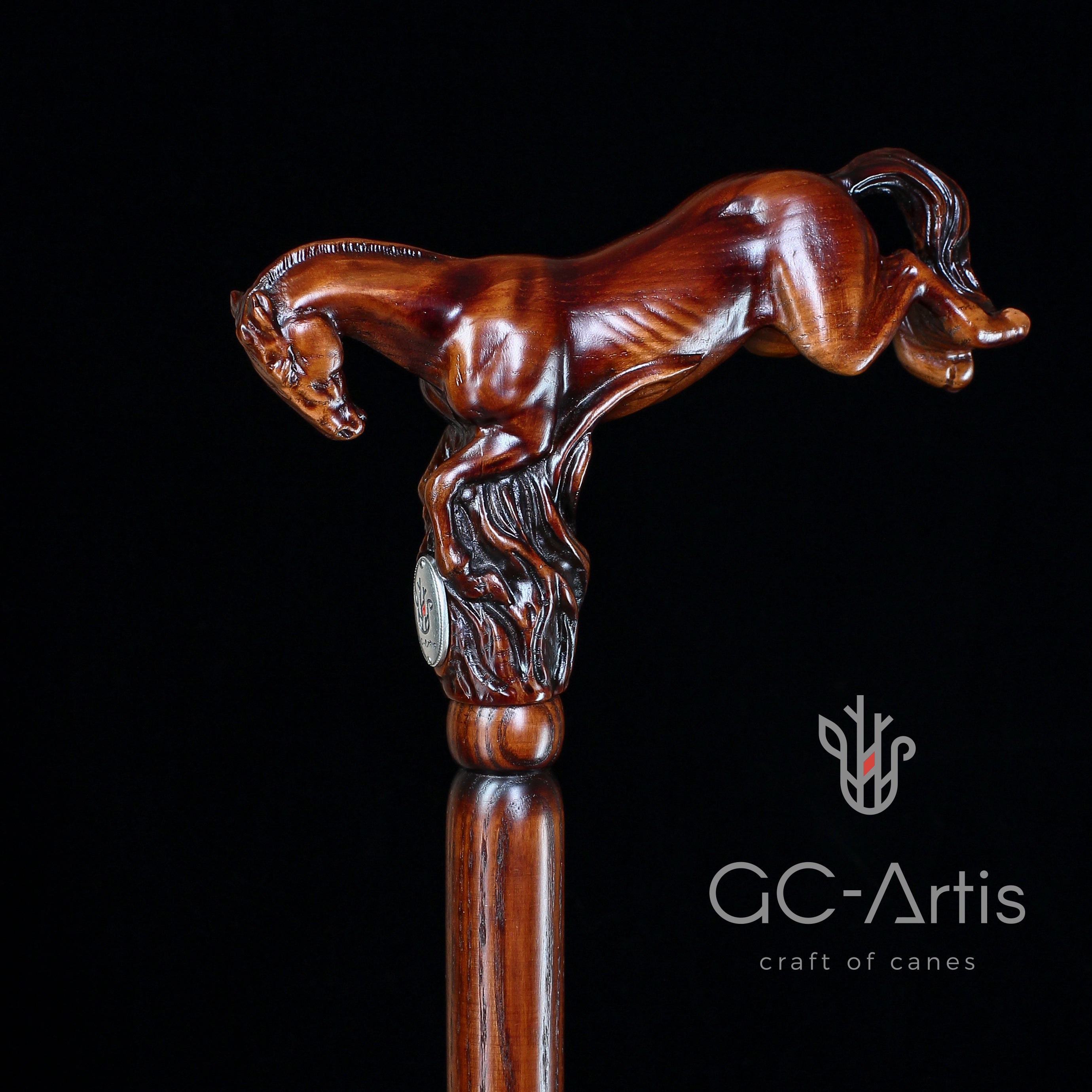 Wooden Cane Walking Stick Horse Springt - GC-Artis Walking Sticks Canes