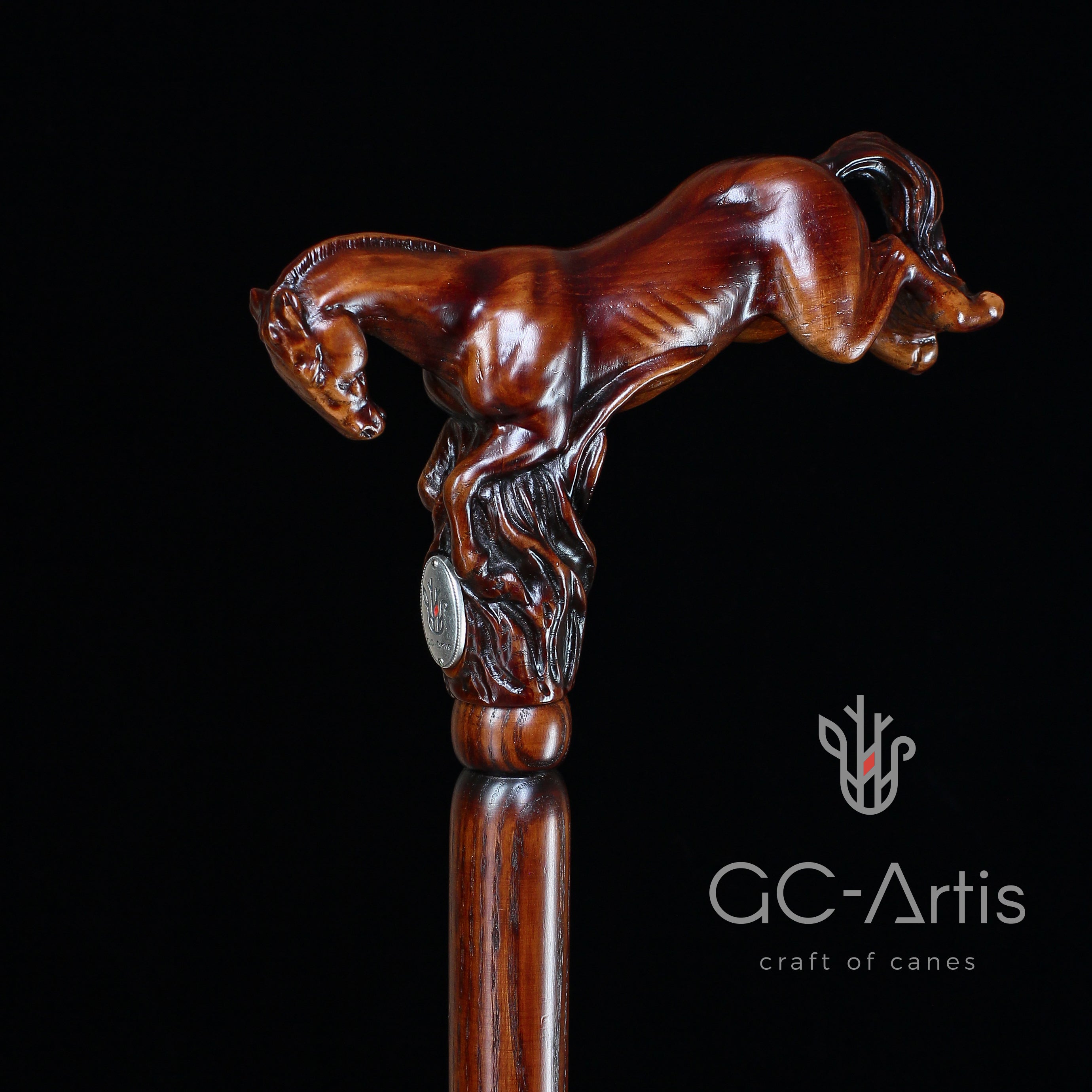 Wooden Cane Walking Stick Horse Springt - GC-Artis Walking Sticks Canes