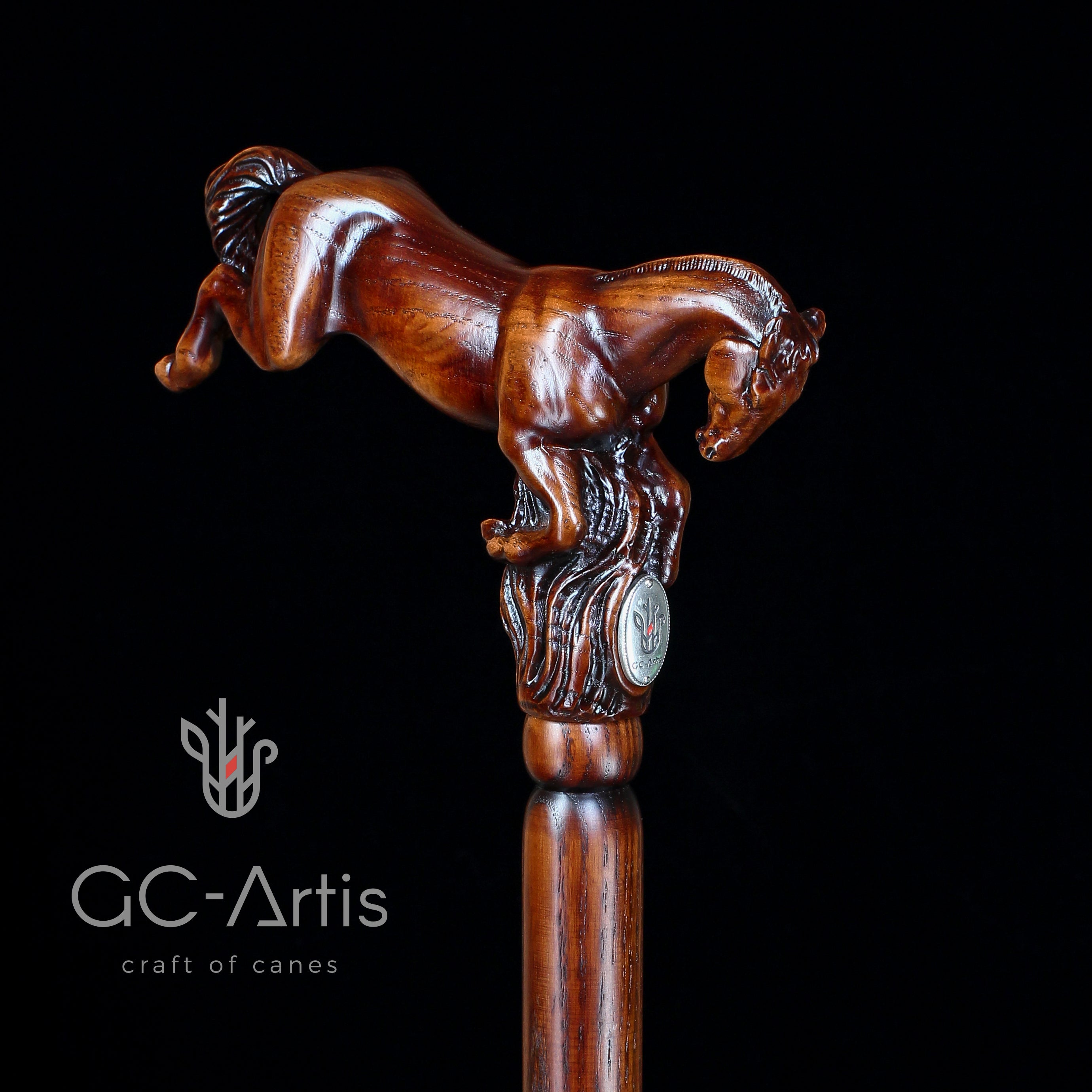 Wooden Cane Walking Stick Horse Springt - GC-Artis Walking Sticks Canes
