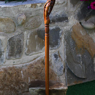 LIZARD & FLOWER Light Wooden Cane Walking Stick