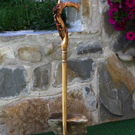 LIZARD & FLOWER Light Wooden Cane Walking Stick