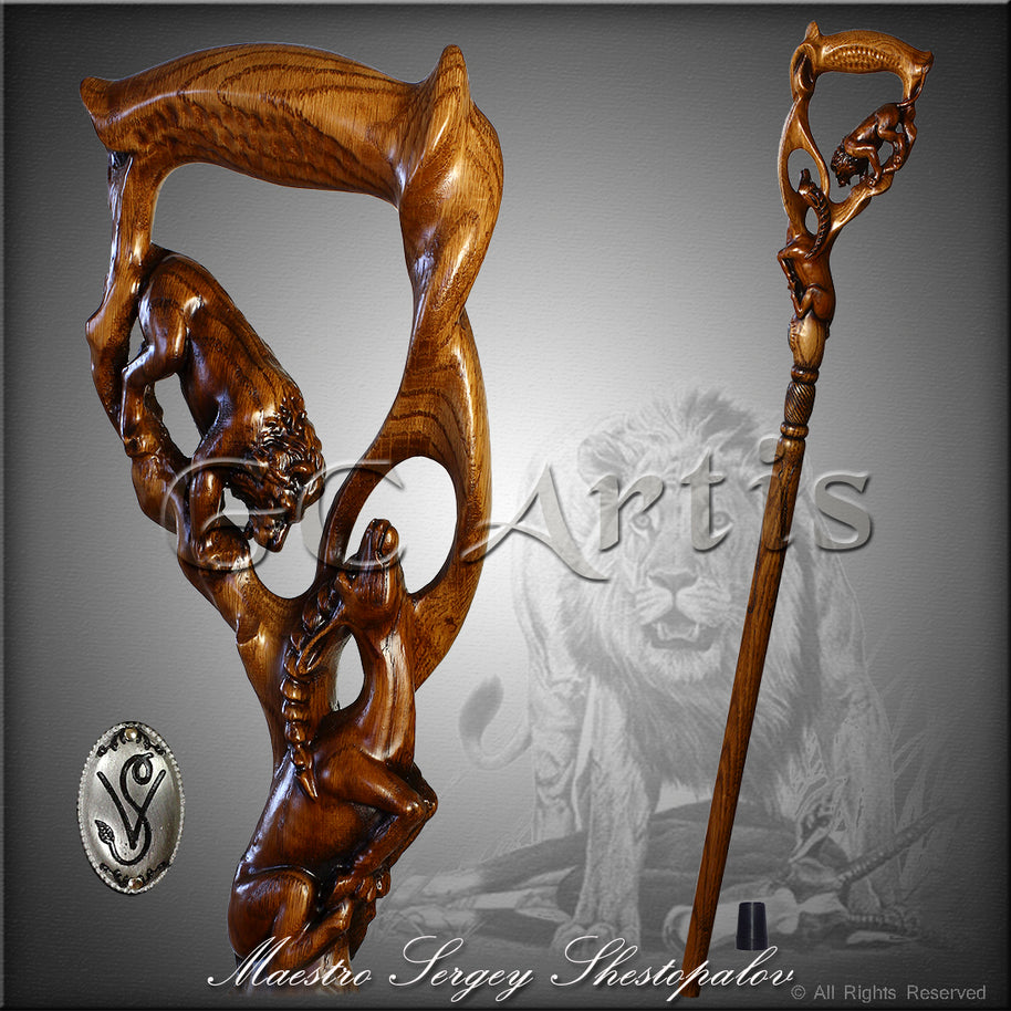Bastón de madera LEÓN e IMPALA Oscuro