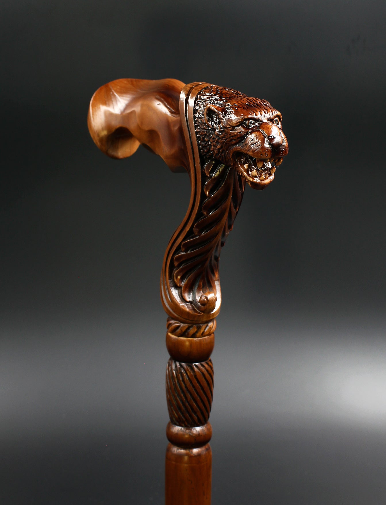 Jaguar Wooden Cane Walking Stick Ergonomic Handle - GC-Artis Walking Sticks Canes