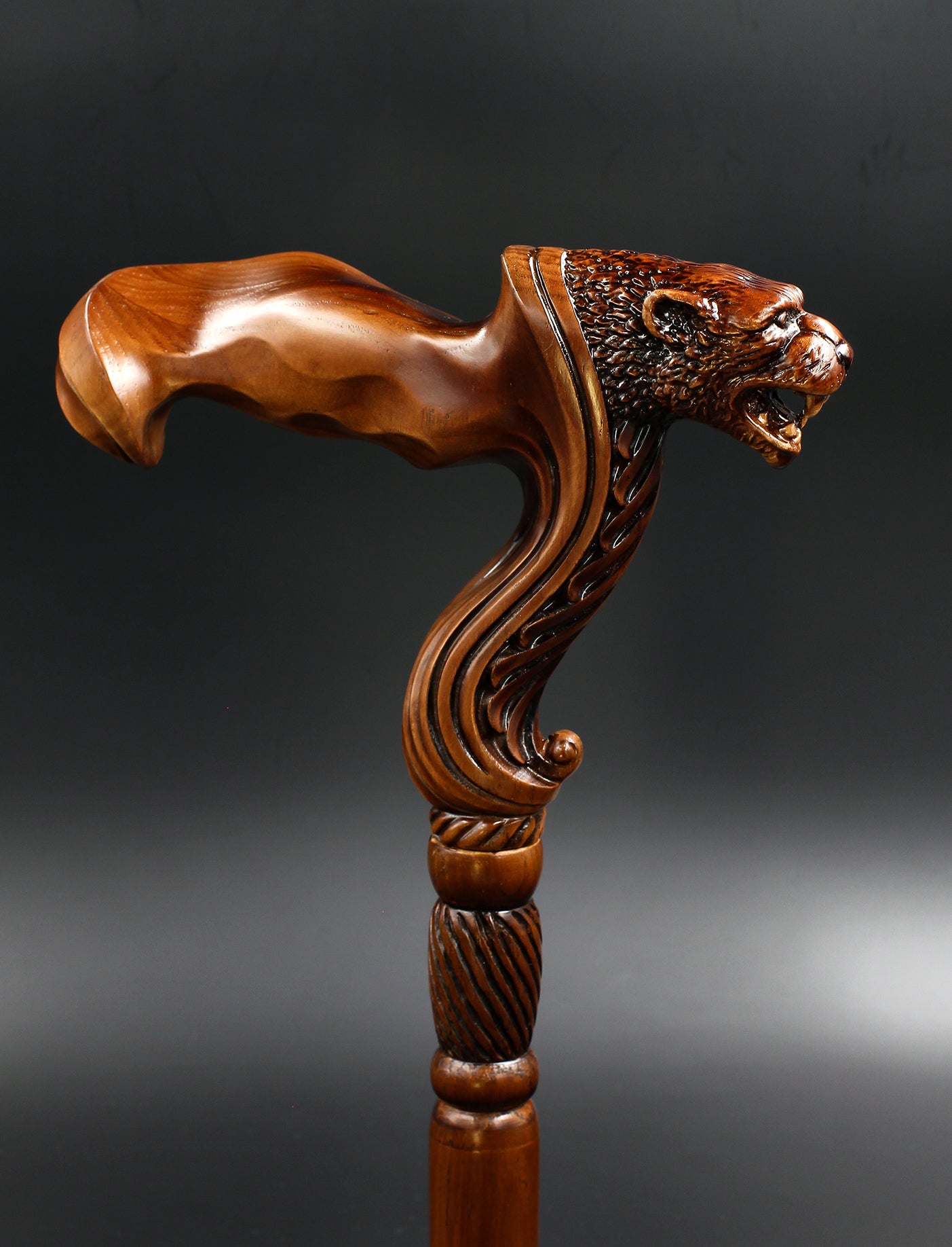 Jaguar Wooden Cane Walking Stick Ergonomic Handle - GC-Artis Walking Sticks Canes