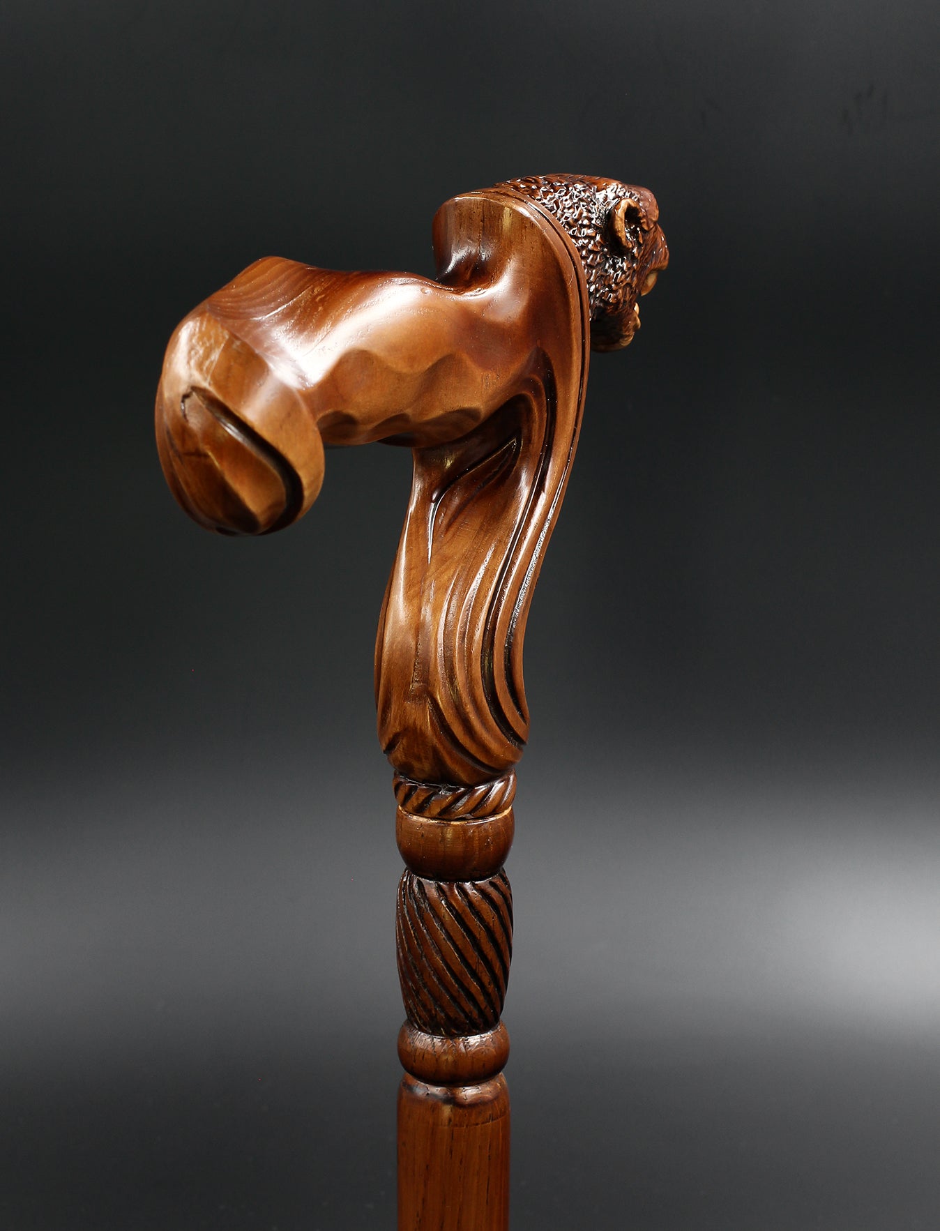 Jaguar Wooden Cane Walking Stick Ergonomic Handle - GC-Artis Walking Sticks Canes