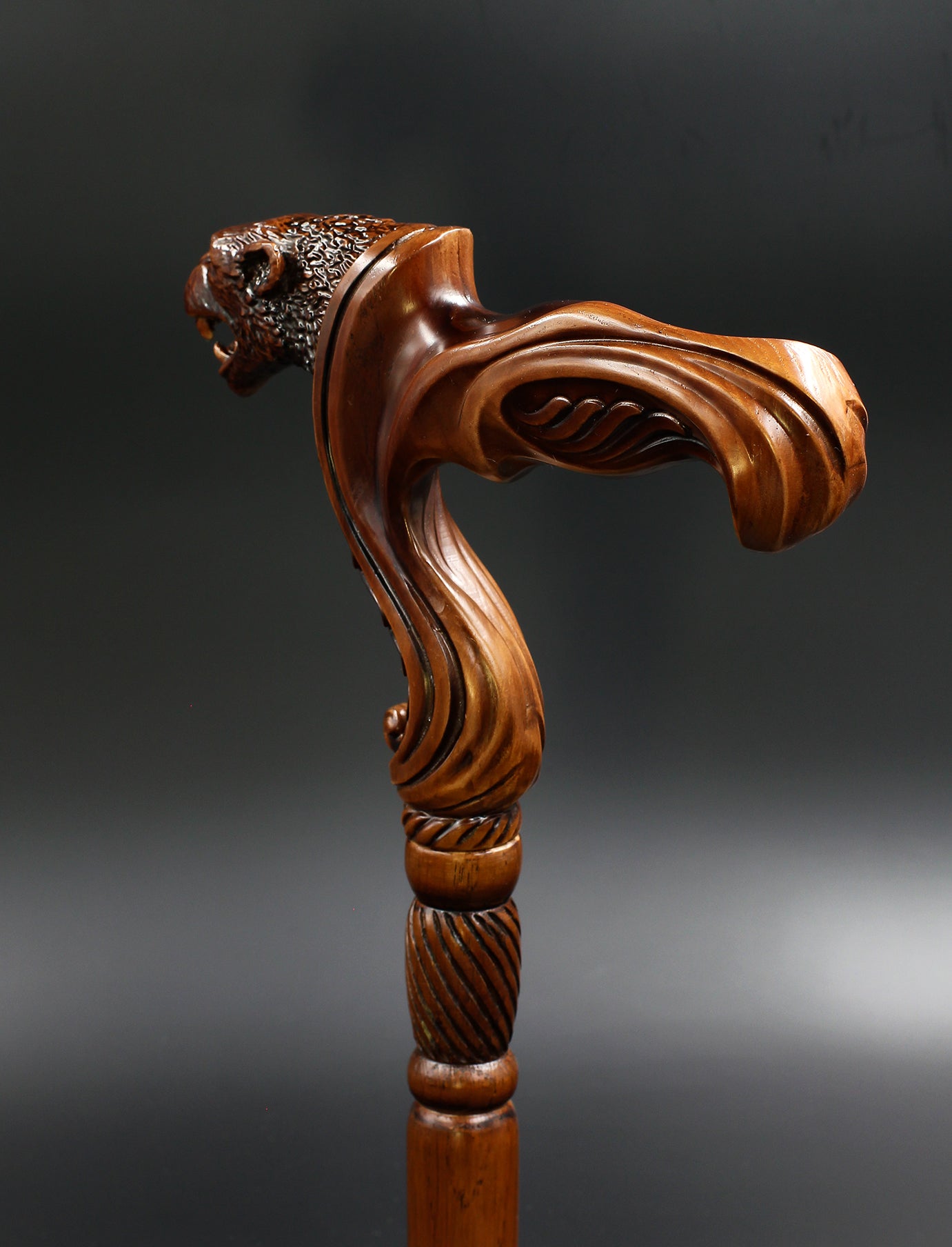 Jaguar Wooden Cane Walking Stick Ergonomic Handle - GC-Artis Walking Sticks Canes