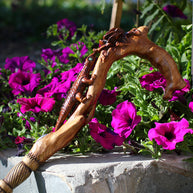 LIZARD & FLOWER Light Wooden Cane Walking Stick