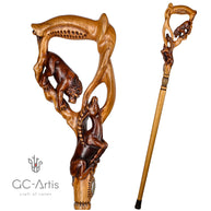 LION & IMPALA Light Wooden cane walking stick