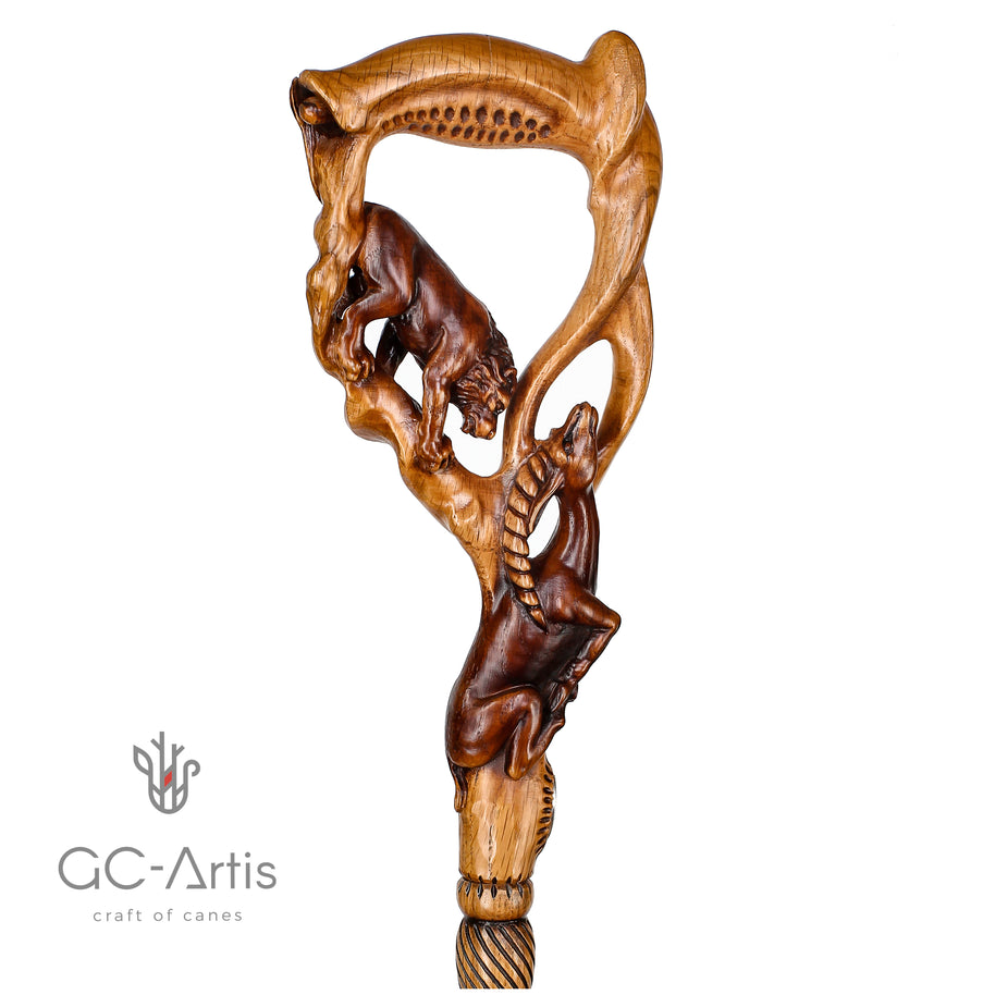 Canne de marche en bois clair LION & IMPALA