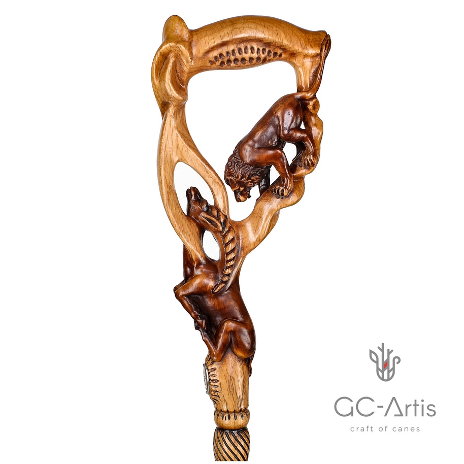 Canne de marche en bois clair LION & IMPALA