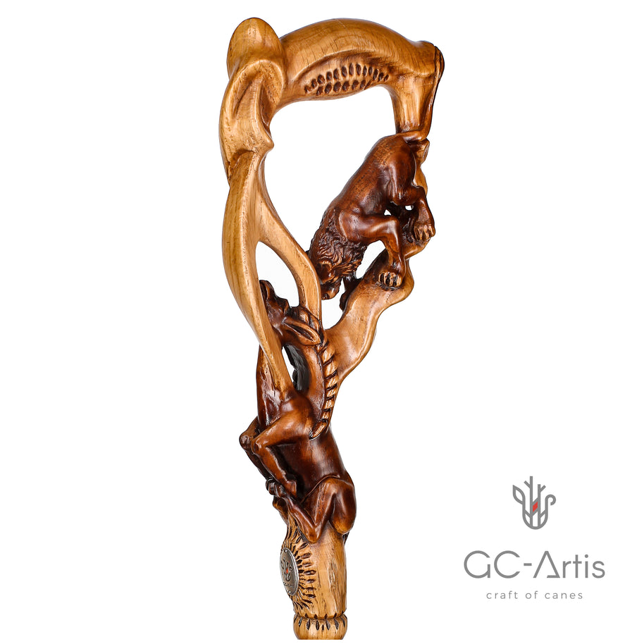 Canne de marche en bois clair LION & IMPALA