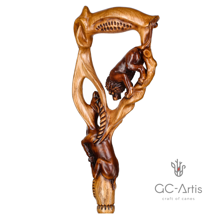 Canne de marche en bois clair LION & IMPALA