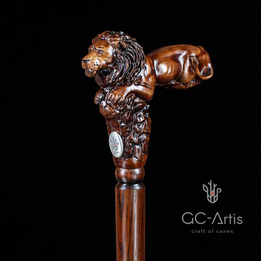 Canne de marche élégante en bois - Roi Lion
