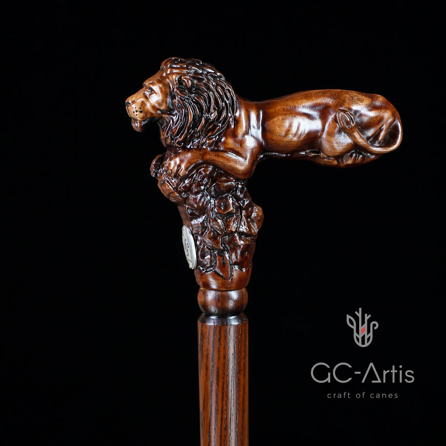 Canne de marche élégante en bois - Roi Lion