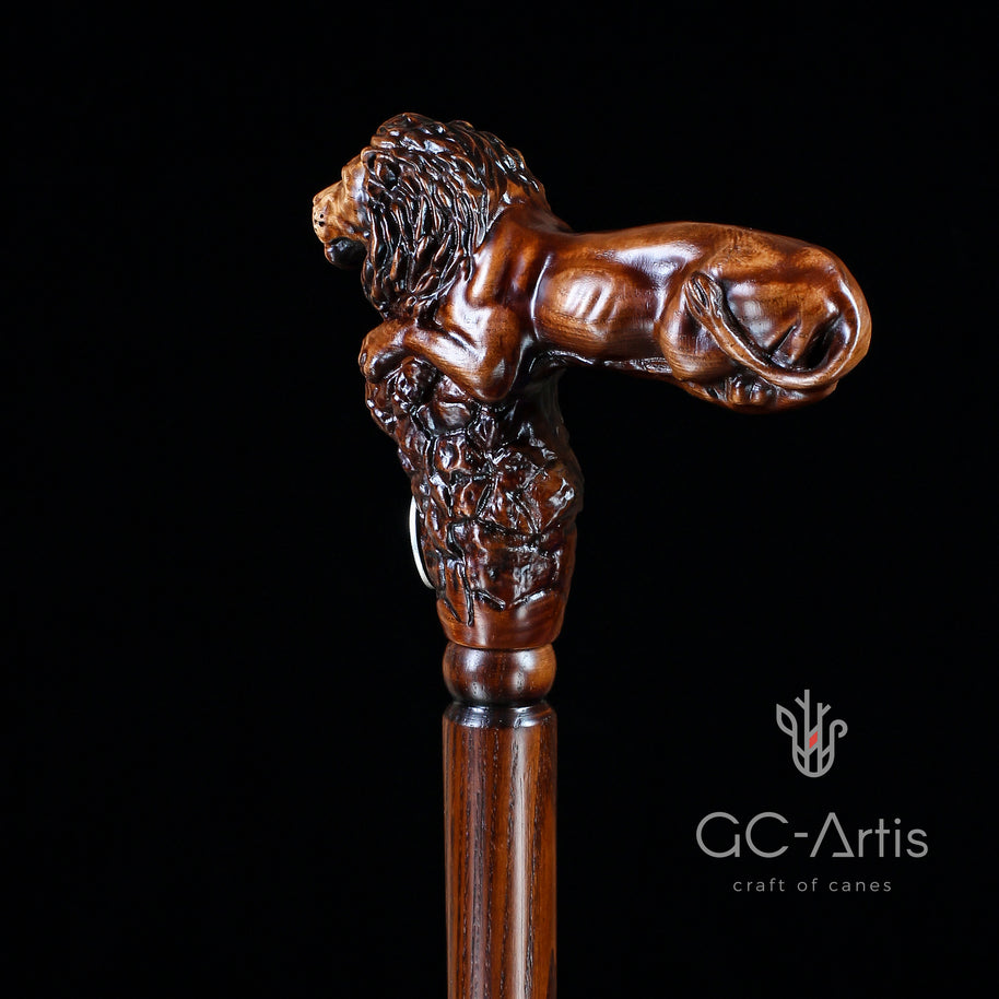 Canne de marche élégante en bois - Roi Lion