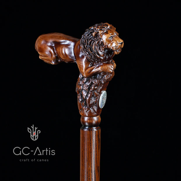 Stylish Wooden Walking Stick Cane - Lion King