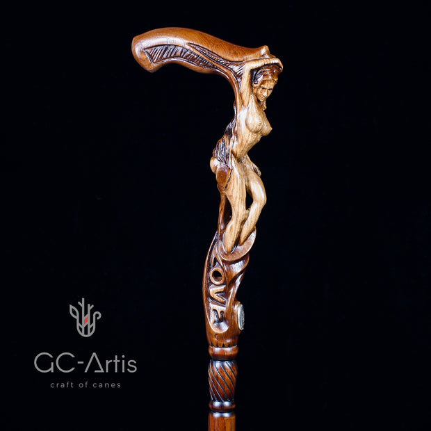 LOVE SEXY Naked girl Wooden walking stick cane