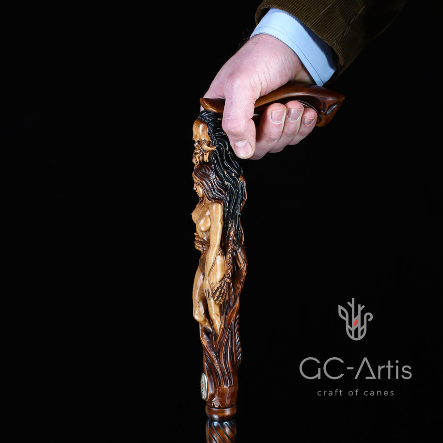 Monster wooden walking cane stick hiking Staff - GC-Artis Walking Sticks Canes