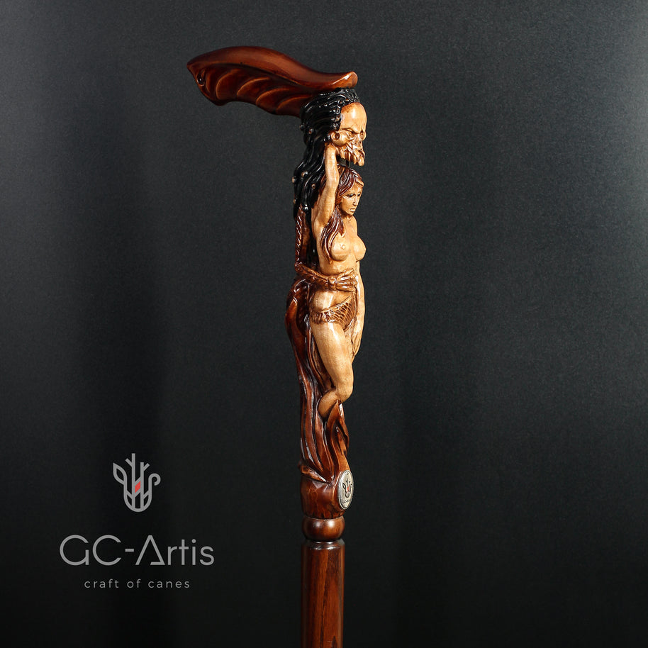 Monster wooden walking cane stick hiking Staff - GC-Artis Walking Sticks Canes