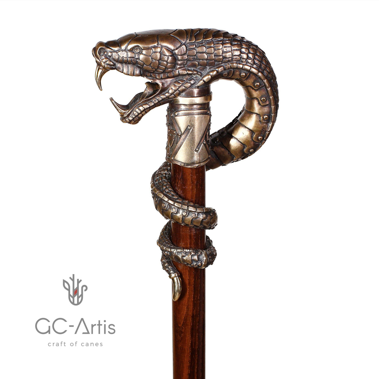 Collectible Dragon Snake Bronze Walking Stick Cane Brass Casted Artisan - GC-Artis Walking Sticks Canes