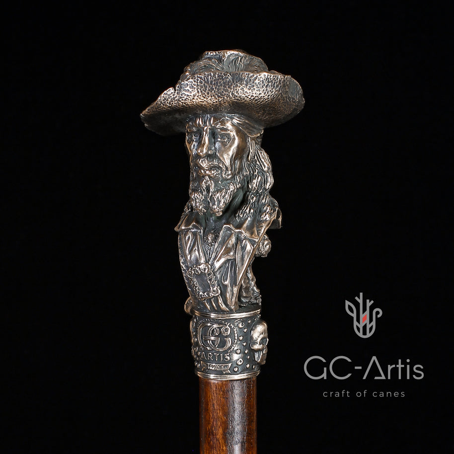 Canne de collection en bronze Capitaine Pirate avec singe