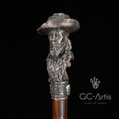 Pirate Captain with Monkey Bronze collectible walking stick