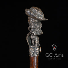 Pirate Captain with Monkey Bronze collectible walking stick