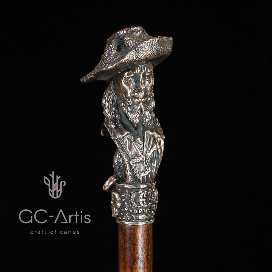 Canne de collection en bronze Capitaine Pirate avec singe