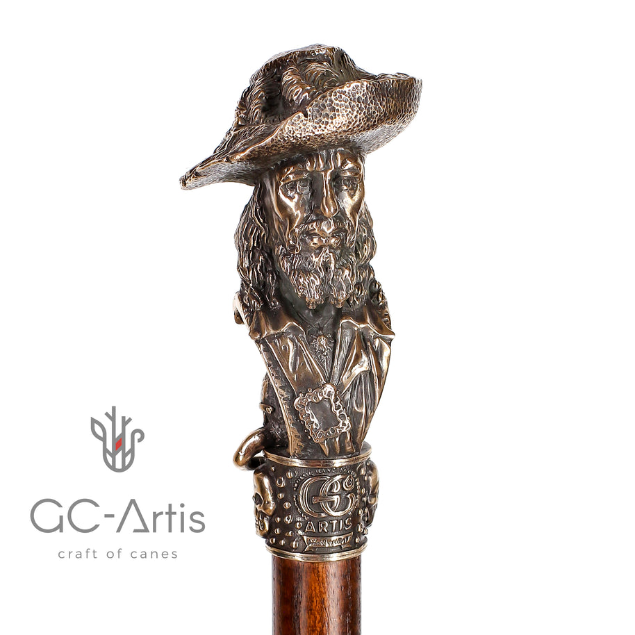 Canne de collection en bronze Capitaine Pirate avec singe