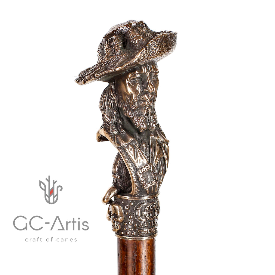 Canne de collection en bronze Capitaine Pirate avec singe