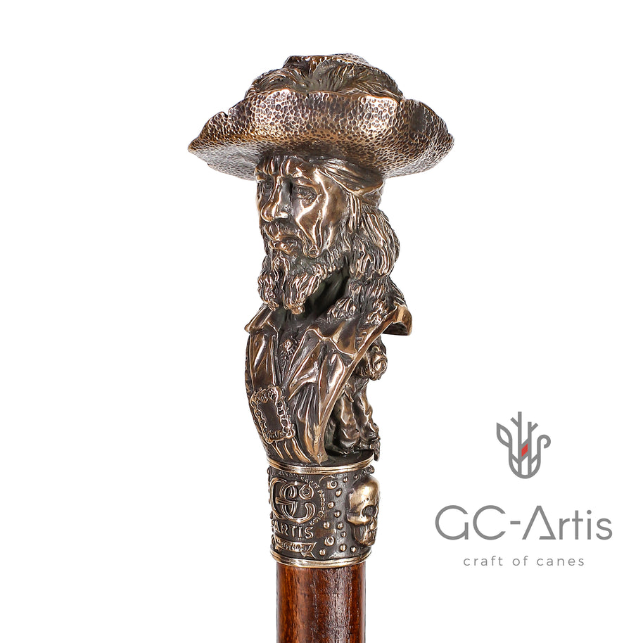 Canne de collection en bronze Capitaine Pirate avec singe