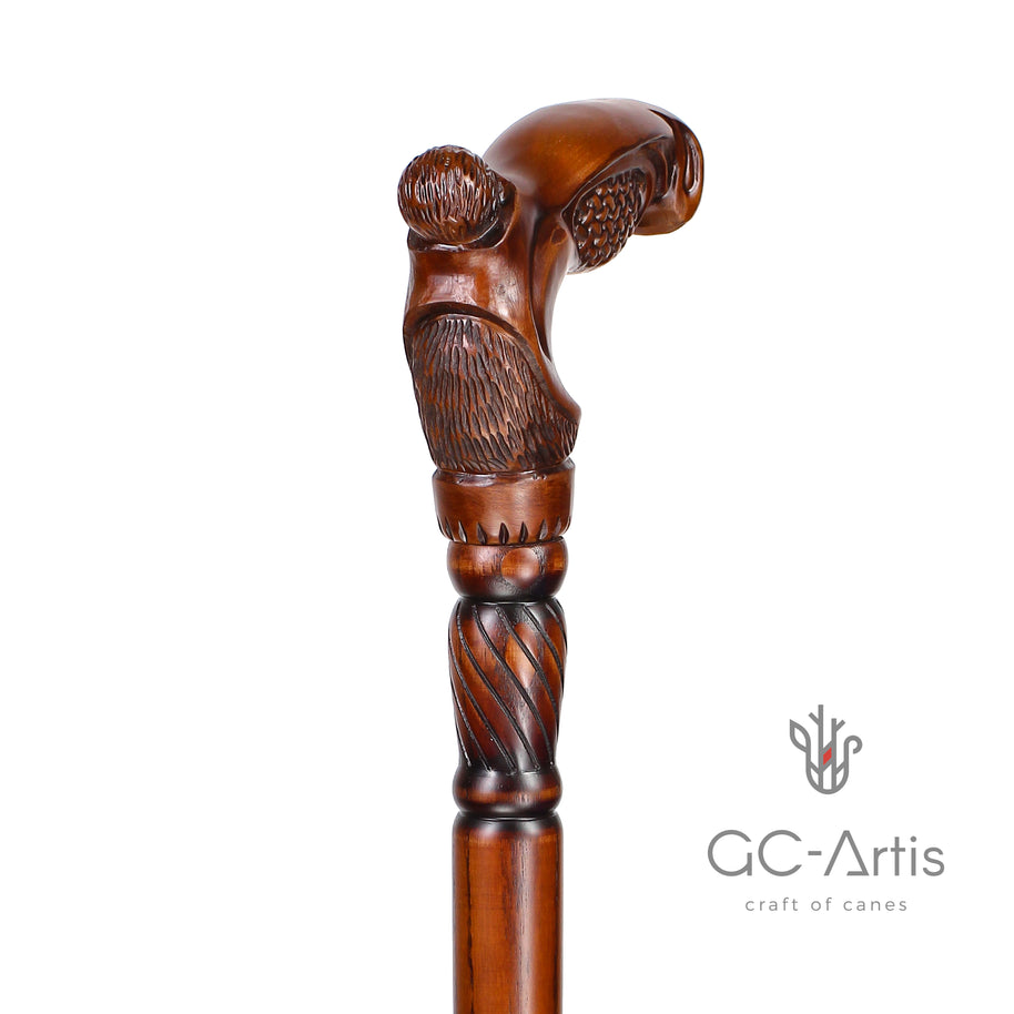 Canne de marche unique en bois tissé, motif d'art de designer