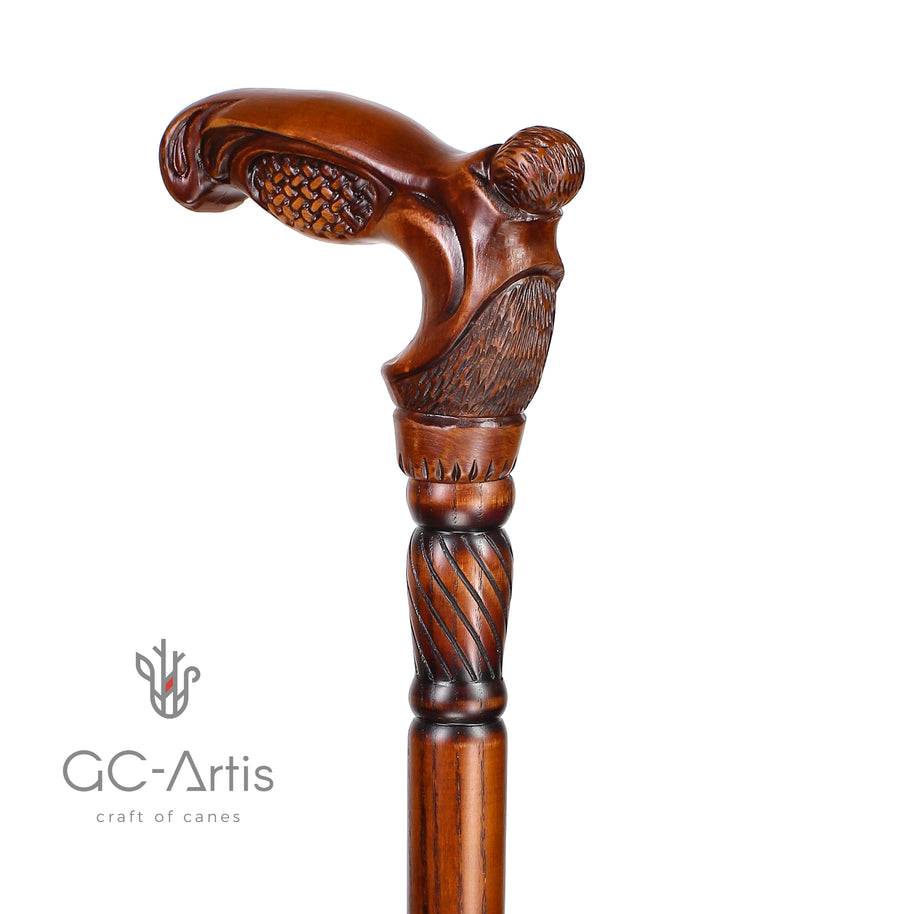 Canne de marche unique en bois tissé, motif d'art de designer