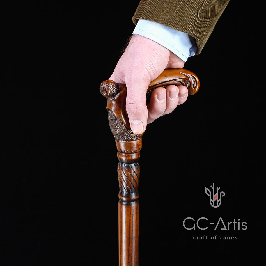 Canne de marche unique en bois tissé, motif d'art de designer