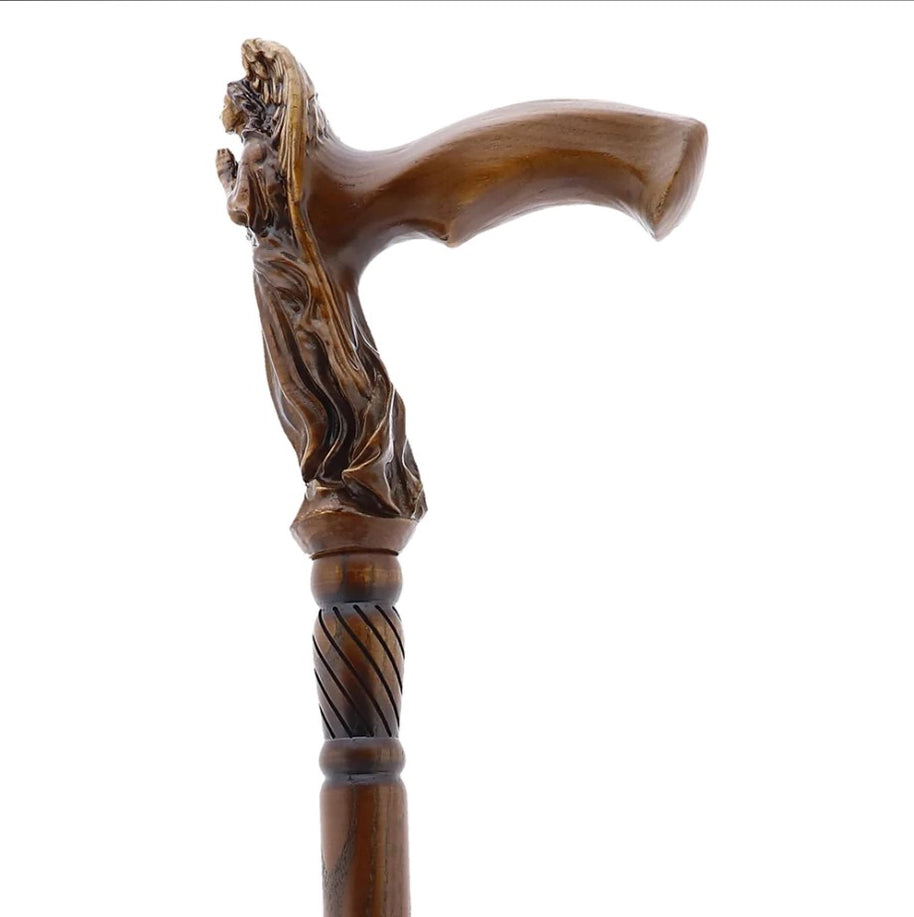 Canne de marche en bois pour femme Ange en prière