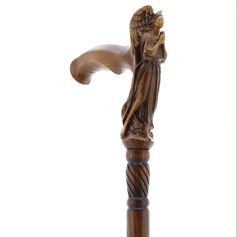 Canne de marche en bois pour femme Ange en prière