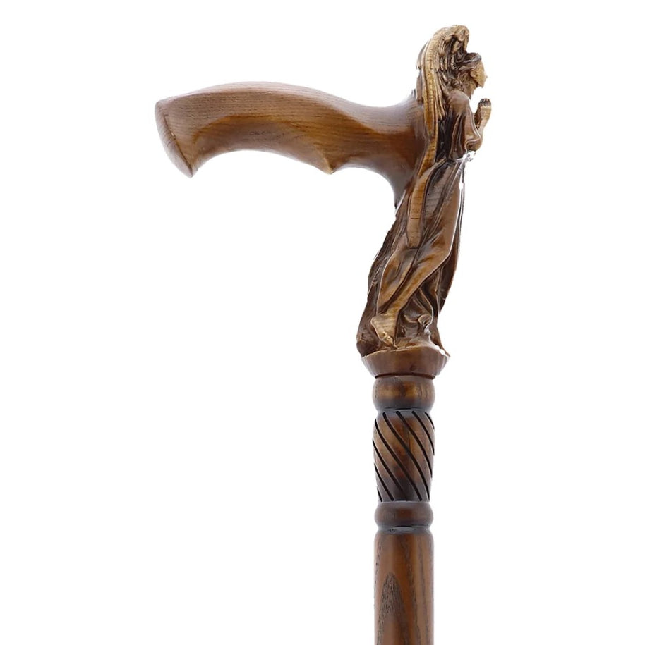 Canne de marche en bois pour femme Ange en prière