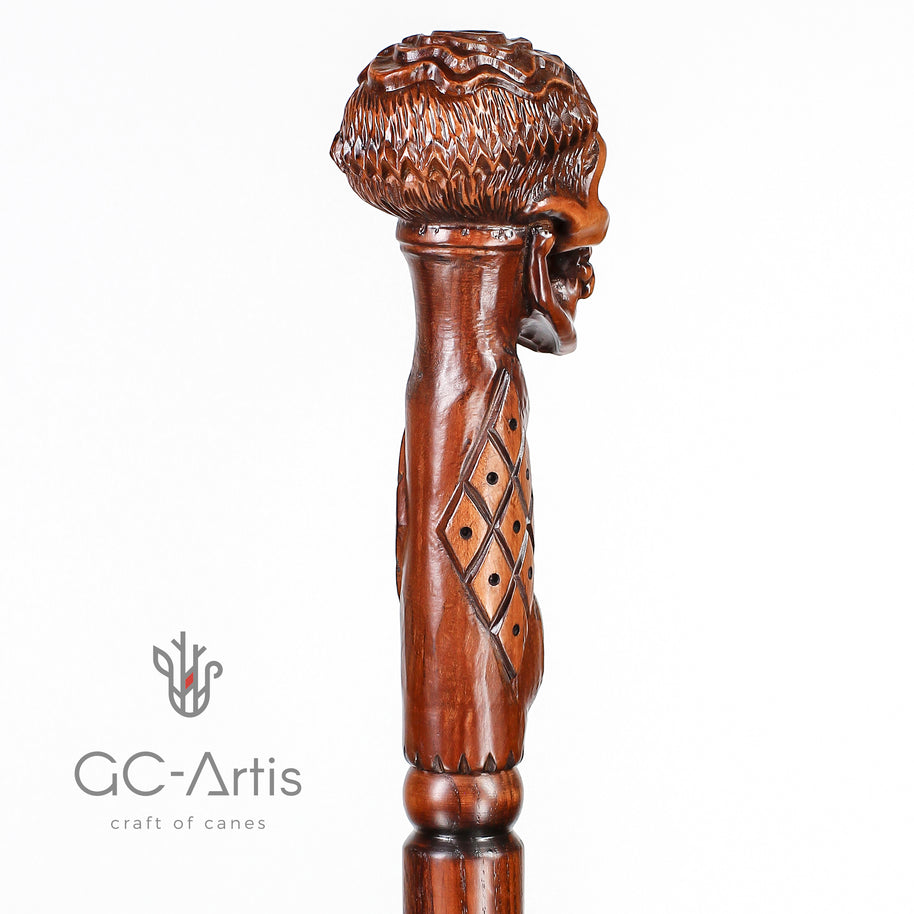 Béquille Canne Ankh Croix Crâne ÉGYPTIEN en Bois