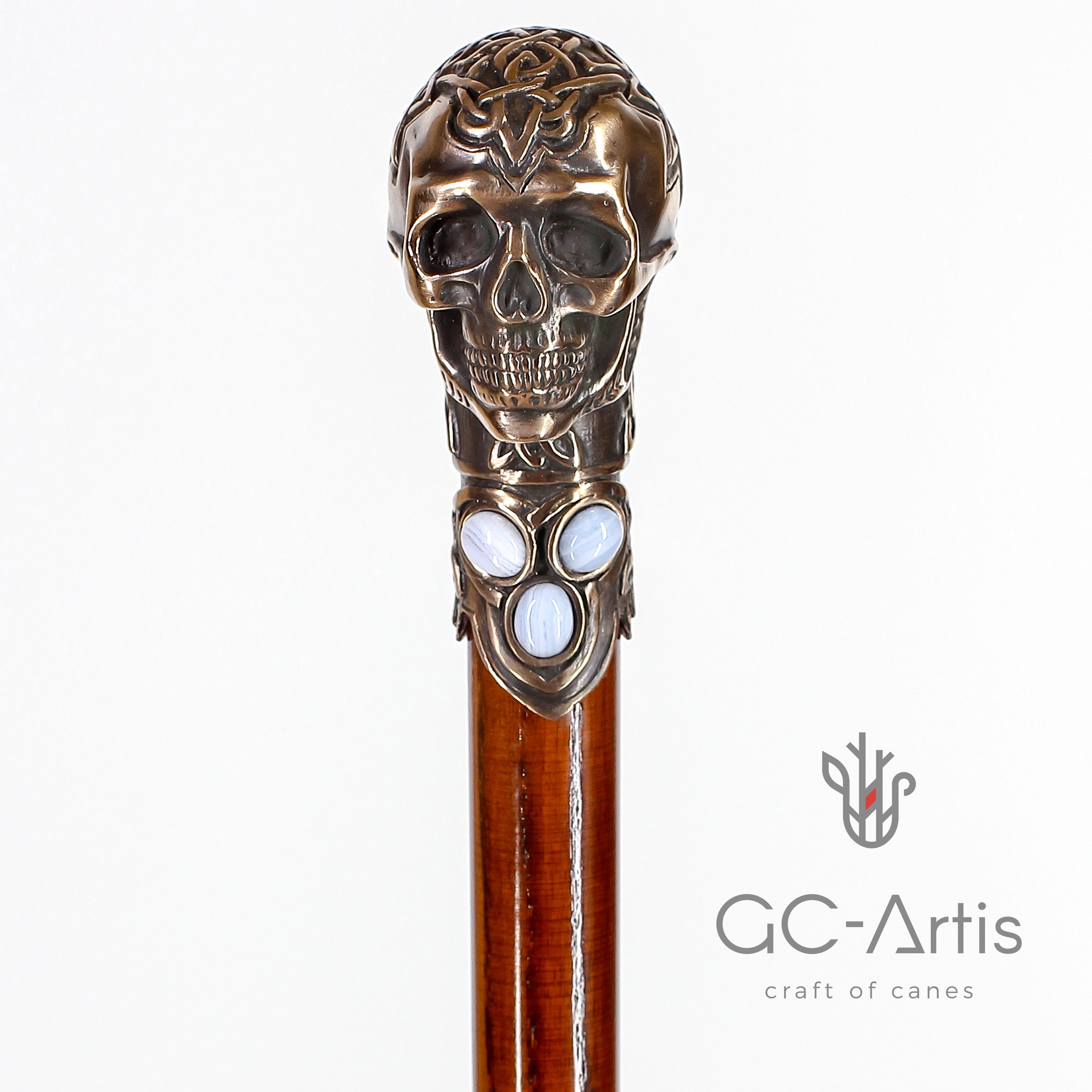 Bronze Skull Walking Stick Cane Top Knob Handle