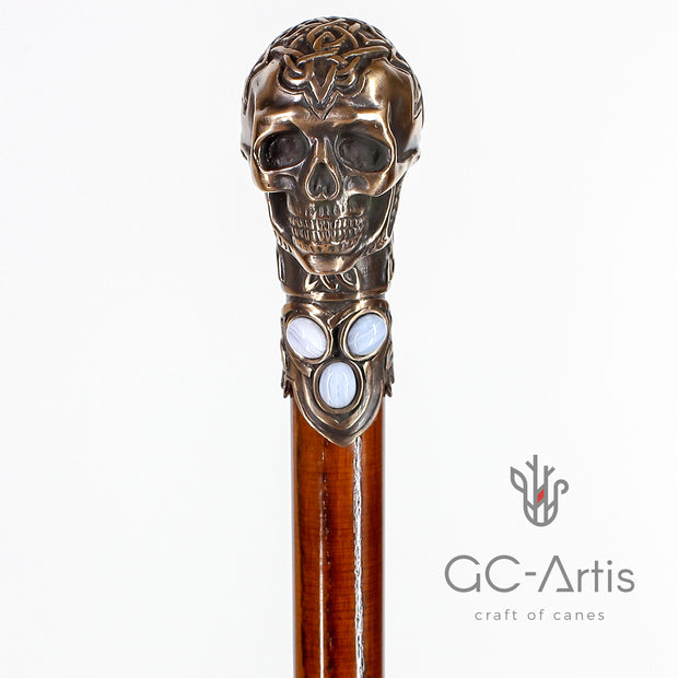 Bronze Skull Walking Stick Cane Top Knob Handle