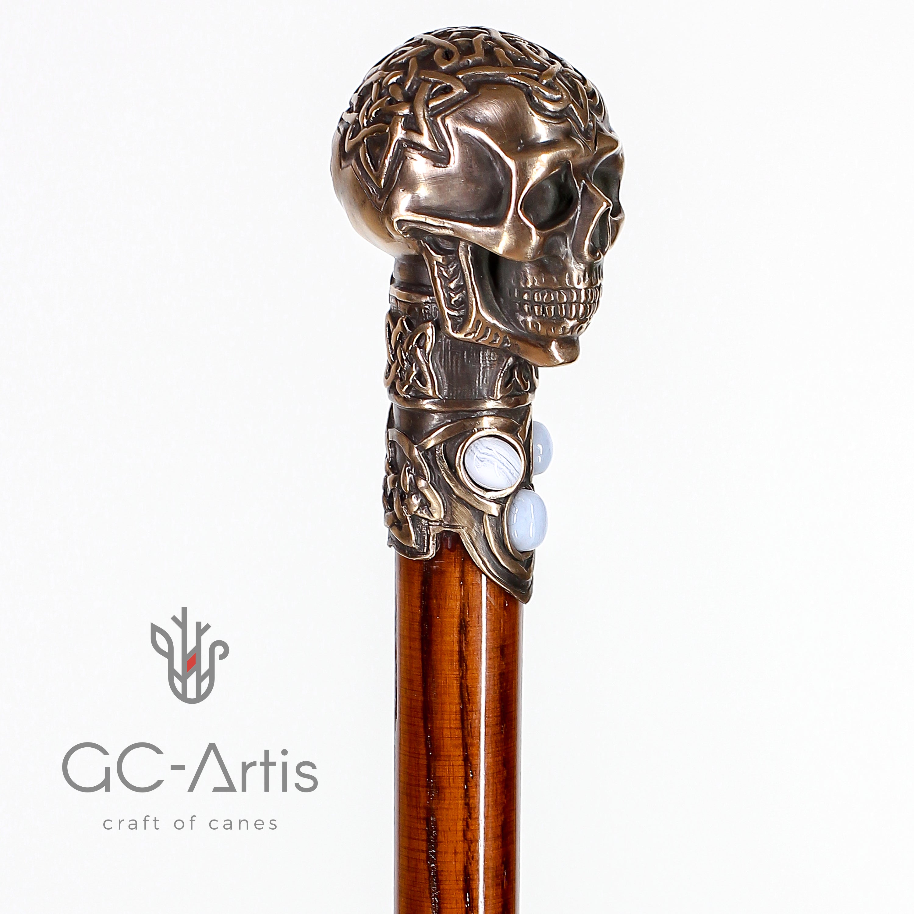 Bronze Skull Walking Stick Cane Top Knob Handle
