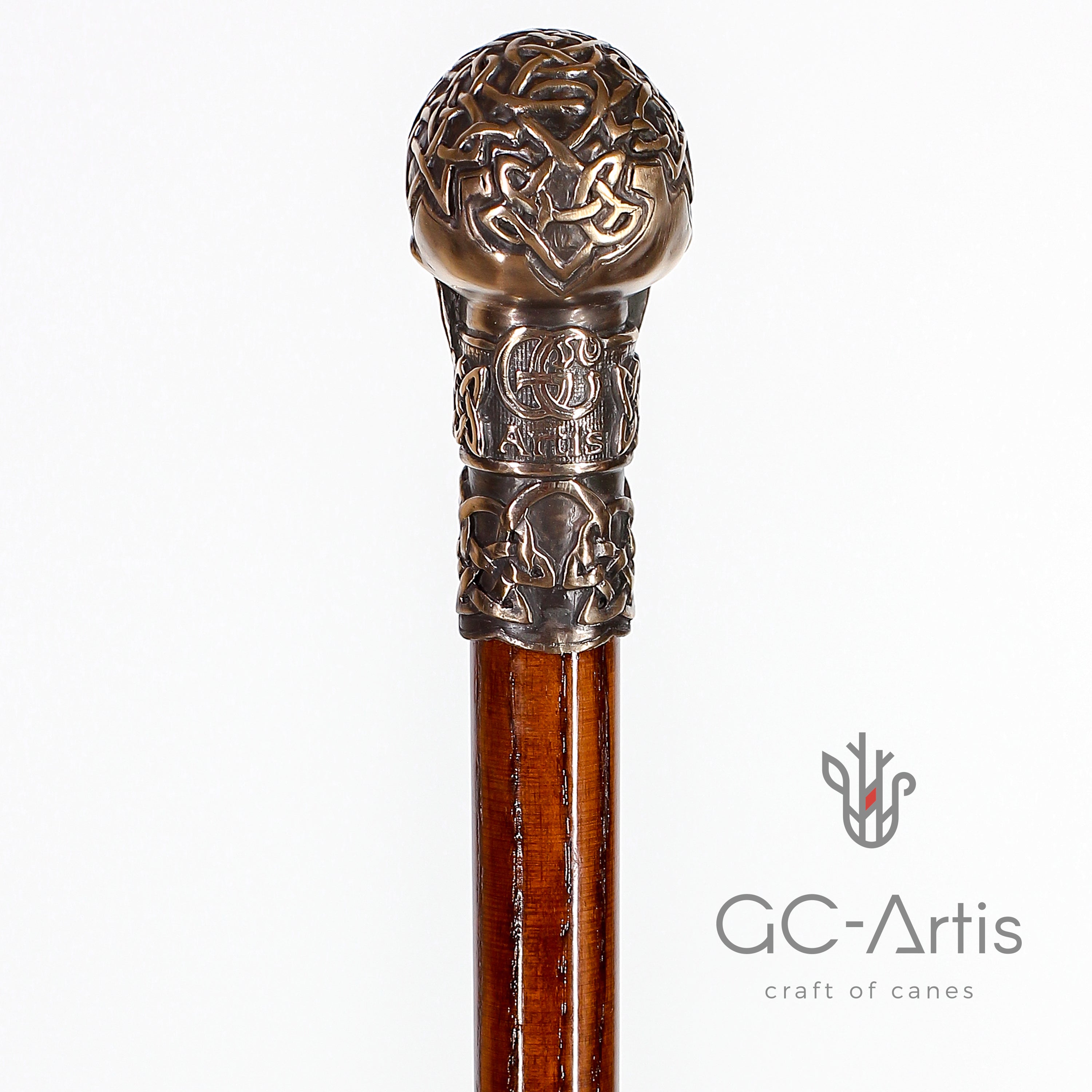 Bronze Skull Walking Stick Cane Top Knob Handle