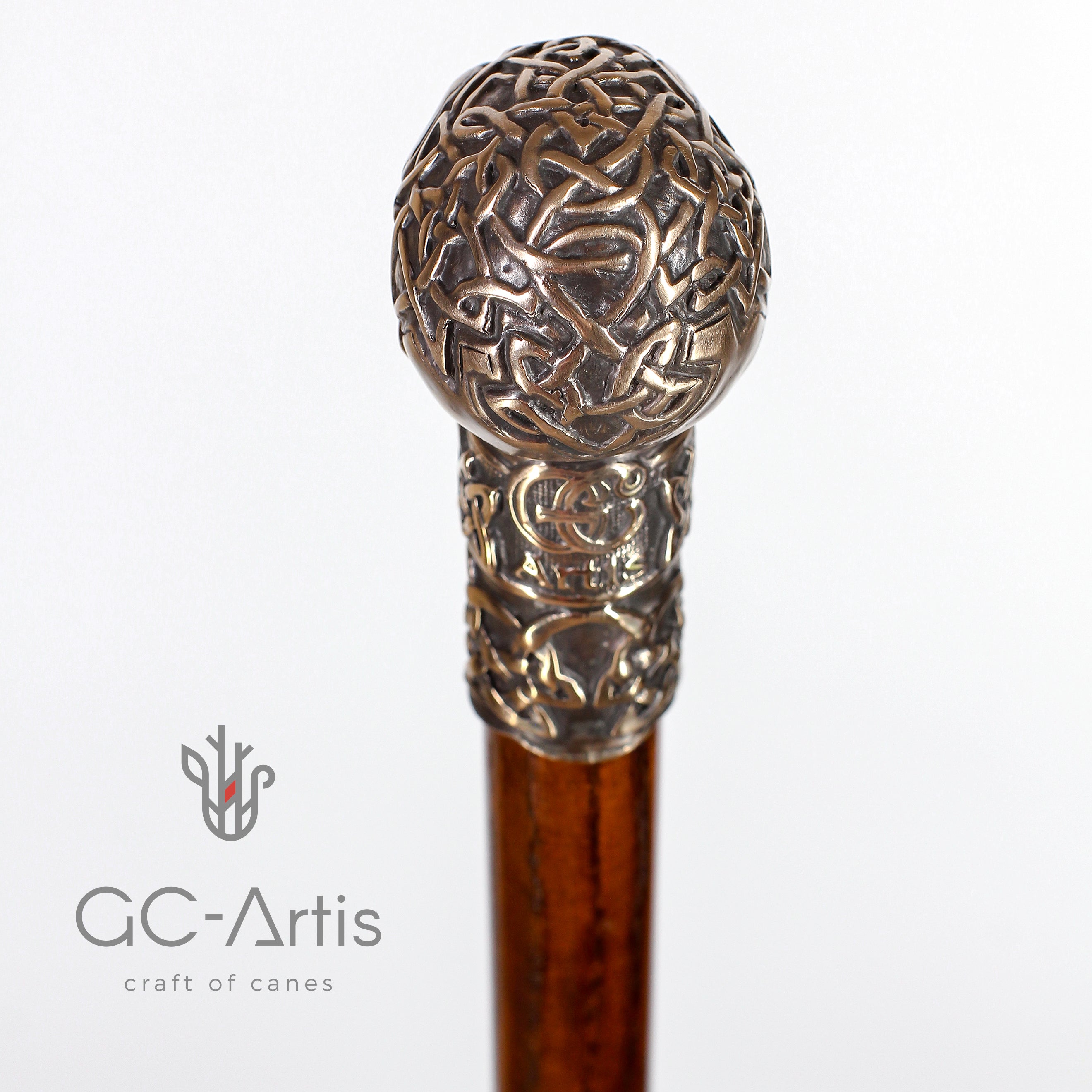 Bronze Skull Walking Stick Cane Top Knob Handle