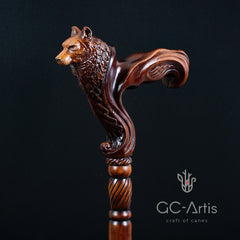 Wolf Cane wooden walking stick - GC-Artis Walking Sticks Canes