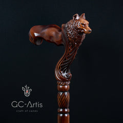 Wolf Cane wooden walking stick - GC-Artis Walking Sticks Canes