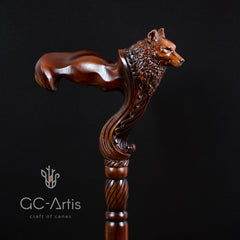 Wolf Cane wooden walking stick - GC-Artis Walking Sticks Canes