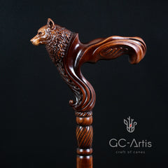 Wolf Cane wooden walking stick - GC-Artis Walking Sticks Canes