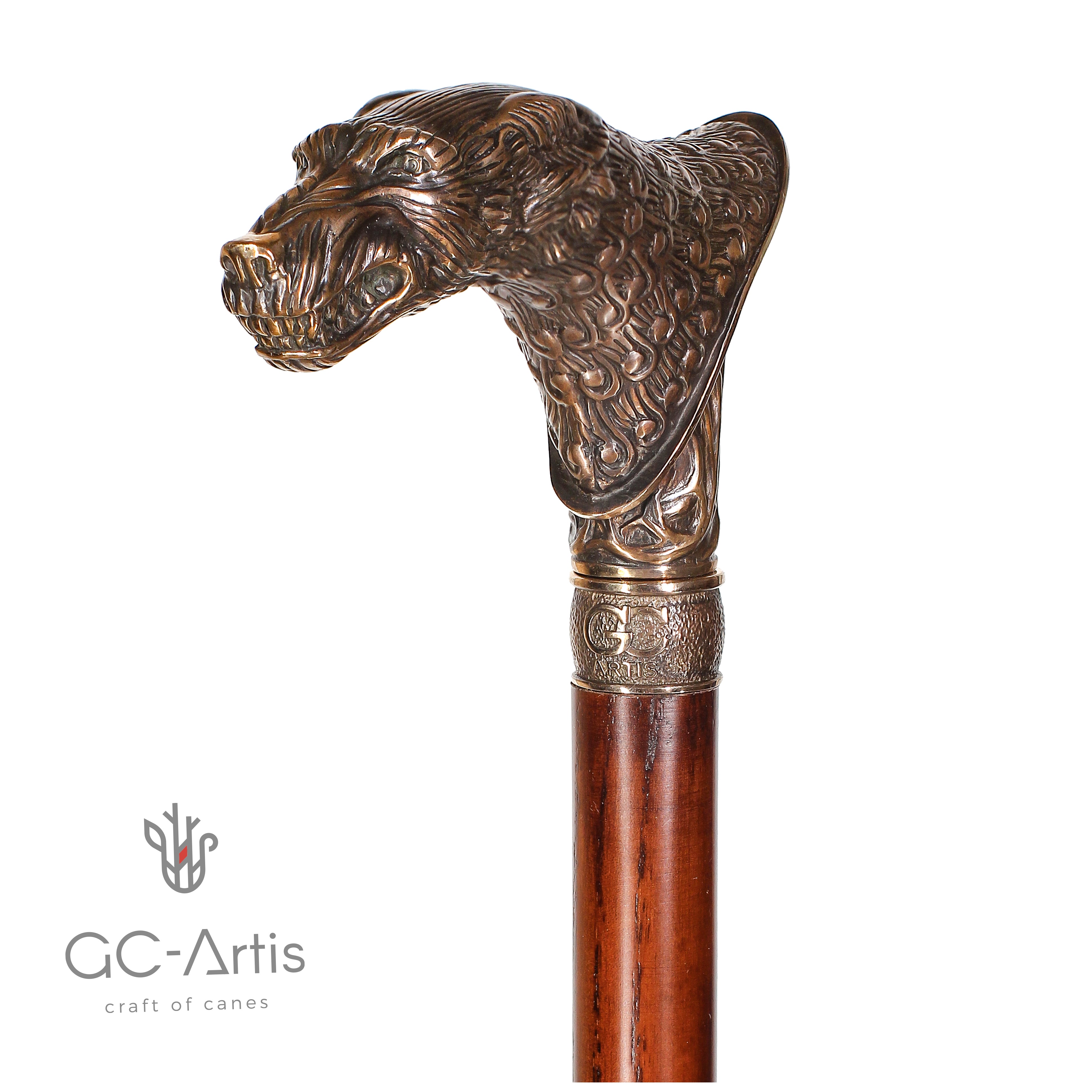 WerWolf wood & Bronze Walking Stick Cane