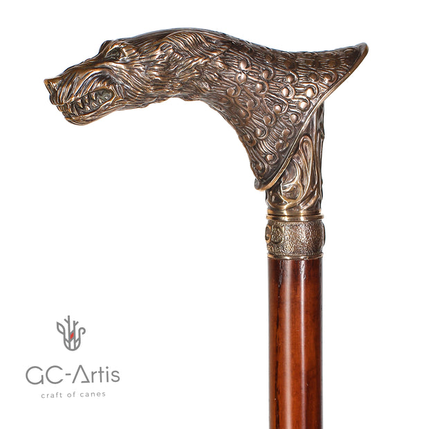WerWolf wood & Bronze Walking Stick Cane